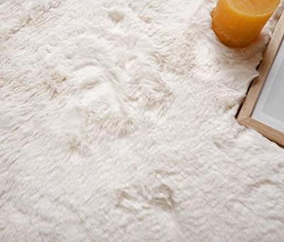 Tapeso Vierkant hoogpolig vloerkleed - Comfy plus - wit - 100x100 cm