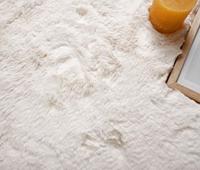 Tapeso Vierkant hoogpolig vloerkleed - Comfy plus - wit - 100x100 cm - thumbnail