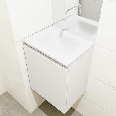 MONDIAZ OLAN 40cm toiletmeubel linen. LEX wastafel talc midden geen kraangat