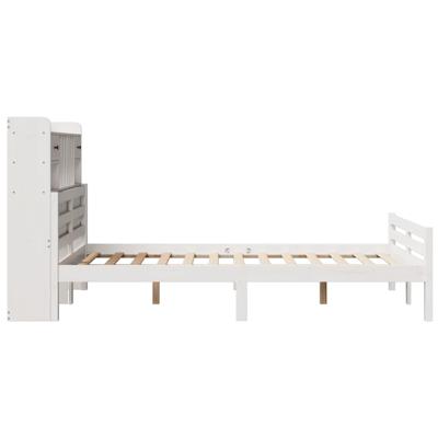 Bed met boekenkast zonder matras grenenhout wit 150x200 cm - thumbnail