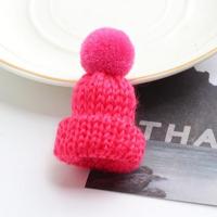 12PCS cute mini gebreide hairball Hat broche trui pinnen badge (Lotus rood) - thumbnail
