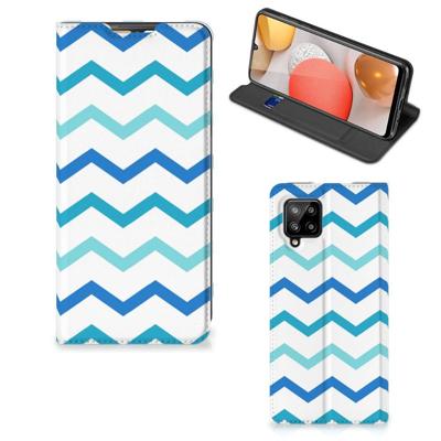 Samsung Galaxy A42 | Hoesje met Magneet | Zigzag Blauw Samsung Galaxy A42 | Hoesje met Magneet | Zigzag Blauw