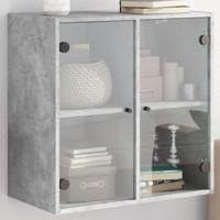 Wandkast met glazen deuren 68x37x68,5 cm betongrijs - thumbnail