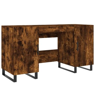 Bureau 140x50x75 cm bewerkt hout gerookt eikenkleurig