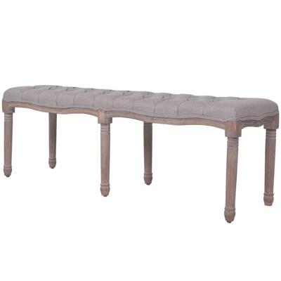Bankje 150x40x48 cm linnen massief hout donkergrijs