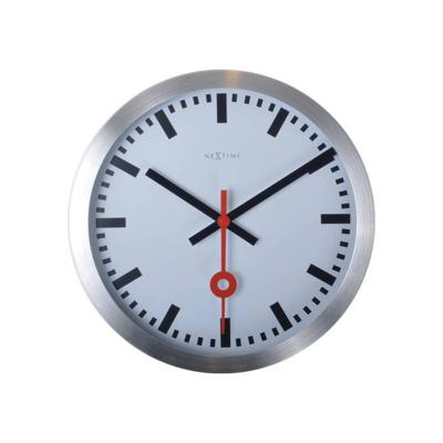 NeXtime ne-3998st wandklok dia. 19 cm, geborsteld aluminium, 'station'