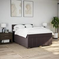 Boxspring met matras stof donkerbruin 160x200 cm - thumbnail