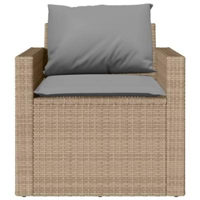 4-delige Loungeset met kussens poly rattan beige