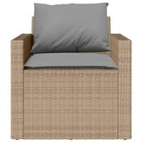 4-delige Loungeset met kussens poly rattan beige - thumbnail