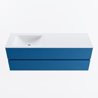 MONDIAZ VICA 140cm badmeubel onderkast Jeans 2 lades. Wastafel CLOUD links 1 kraangat, kleur Talc. - thumbnail