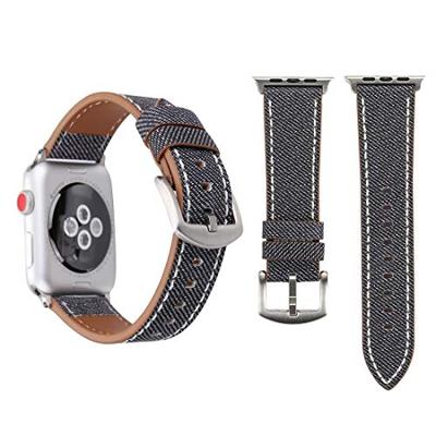 Denim Pattern Echt Leren bandje - Grijs - Geschikt voor Apple Watch 44mm / 45mm / 46mm / 49mm Denim Pattern Echt Leren bandje - Grijs - Geschikt voor Apple Watch 44mm / 45mm / 46mm / 49mm