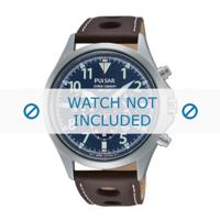 Pulsar horlogeband VS75-X001-PX5029X1 Leder Bruin 18mm + wit stiksel - thumbnail