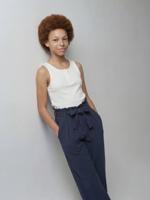 Broek van katoenen hydrofiel voor meisjes JONEN inktblauw - thumbnail