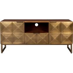 Dutchbone TV-meubel 'Volan' mangohout 135cm, kleur goud Dutchbone TV-meubel 'Volan' mangohout 135cm, kleur goud