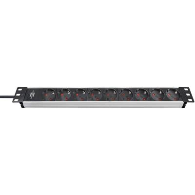 Brennenstuhl 1390007009 Alu-Line 19" PDU | Stekkerdoos Server | 16A met 9x Type F Stopcontacten | 2 meter