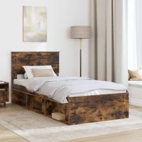 Bedframe Gerookt eiken 90 x 200 cm Massief grenenhout - thumbnail