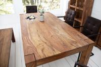 Massief houten eettafel MAKASSAR 160cm naturel sheesham gelakt rechthoekig - 39362 - thumbnail