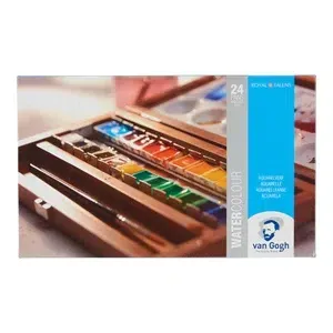 Van Gogh The National Gallery Aquarelverf Set In Kist - 24 Halve Napjes + 3 Accessoires