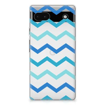 Google Pixel 6A | TPU bumper | Zigzag Blauw