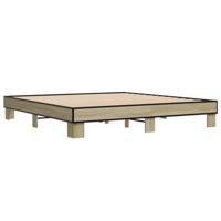 Bedframe bewerkt hout metaal sonoma eikenkleurig 160x200 cm - thumbnail