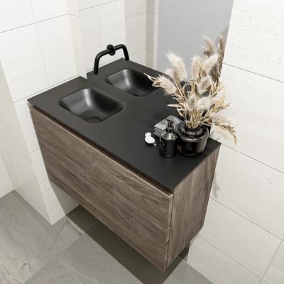 MONDIAZ OLAN 80cm toiletmeubel dark brown. LEX wastafel urban links geen kraangat