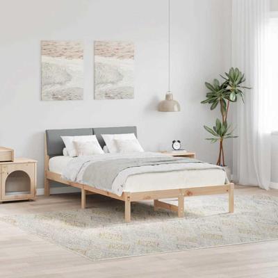 Bedframe Bruin en lichtgrijs 120 x 200 cm Massief grenenhout Bedframe Bruin en lichtgrijs 120 x 200 cm Massief grenenhout