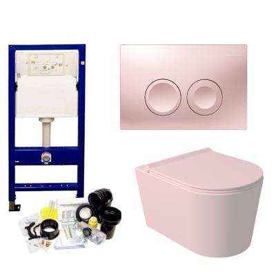 Geberit UP100 Toiletset Wandcloset Salenzi Civita Mat Roze met Delta 21 Drukplaat