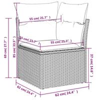 7-delige Loungeset met kussens poly rattan beige - thumbnail
