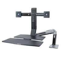 Ergotron WorkFit-A Monitor-tafelbeugel 2-voudig 25,4 cm (10) - 61 cm (24) Zwart, Aluminium (gepolijst) In hoogte verstelbaar, Toetsenbordhouder, Kantelbaar, - thumbnail