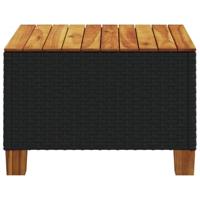 Tuintafel 55x55x36 cm poly rattan en acaciahout zwart - thumbnail