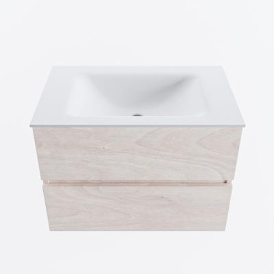 MONDIAZ VICA 70cm badmeubel onderkast Underlayment 2 lades. Wastafel CLOUD midden zonder kraangat, kleur Talc.