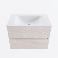MONDIAZ VICA 70cm badmeubel onderkast Underlayment 2 lades. Wastafel CLOUD midden zonder kraangat, kleur Talc. - thumbnail