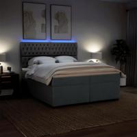 Boxspring met matras stof donkergrijs 200x200 cm - thumbnail