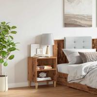 Nachtkastje 40x30x50 cm bewerkt hout oud houtkleurig - thumbnail