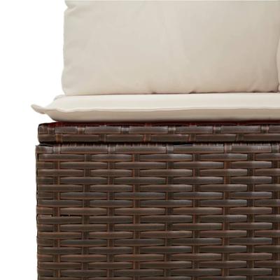 6-delige Loungeset met kussens poly rattan bruin - thumbnail