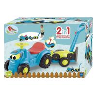 Ecoiffier tractor met aanhanger en grasmaaier - thumbnail