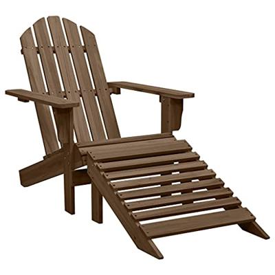VidaXL Tuinstoel met voetenbank hout bruin VidaXL Tuinstoel met voetenbank hout bruin