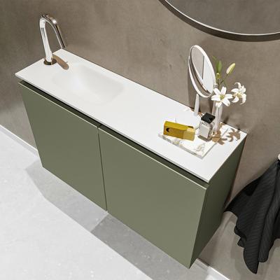 MONDIAZ TURE 80cm toiletmeubel army. EDEN wastafel talc links 1 kraangat MONDIAZ TURE 80cm toiletmeubel army. EDEN wastafel talc links 1 kraangat