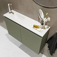 MONDIAZ TURE 80cm toiletmeubel army. EDEN wastafel talc links 1 kraangat - thumbnail