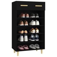 VidaXL Schoenenkast 60x35x105 cm bewerkt hout zwart - thumbnail