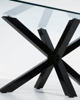 Kave Home Glazen eettafel 'Argo' met zwart onderstel, 160 x 90cm - thumbnail