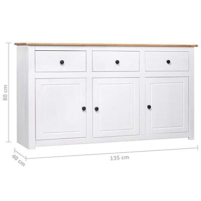 VidaXL Dressoir panama range 135x40x80 cm massief grenenhout wit
