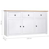Dressoir Panama Range 135x40x80 cm massief grenenhout wit - thumbnail