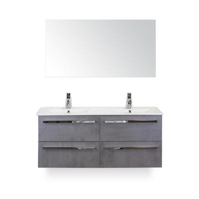 Seville Badmeubelset 120 cm - 4 laden Beton Antrac - Keramische Wastafel Wit Enjoy - met Spiegel