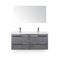 Seville Badmeubelset 120 cm - 4 laden Beton Antrac - Keramische Wastafel Wit Enjoy - met Spiegel - thumbnail