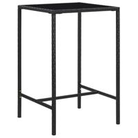 Tuinbartafel 70x70x110 cm poly rattan en glas zwart - thumbnail
