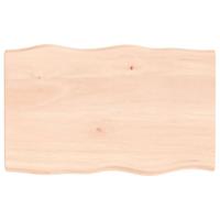 Tafelblad natuurlijke rand 80x50x(2-4) cm massief eikenhout - thumbnail