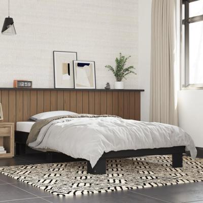 Bedframe bewerkt hout en metaal zwart 90x190 cm