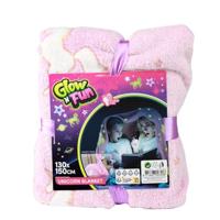 Toi-Toys Glow n fun glow in the dark deken eenhoorn, 130x150cm - thumbnail