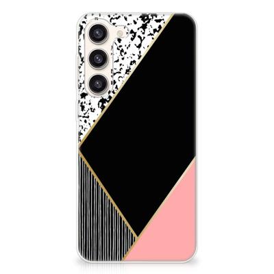 Samsung Galaxy S23 Plus | TPU Hoesje | Zwart Roze Vormen Samsung Galaxy S23 Plus | TPU Hoesje | Zwart Roze Vormen